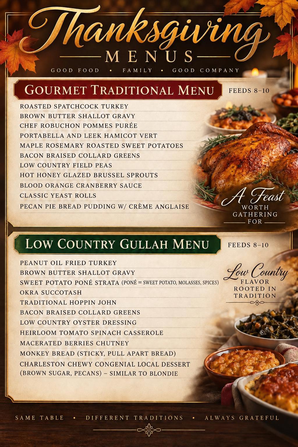 Phaze Thanksgiving Menus flyer